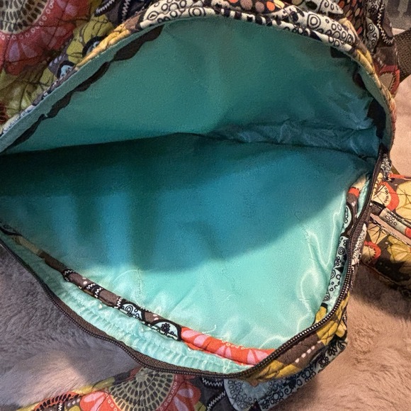 Vera Bradley Laptop Backpack Flower Shower School Bag Computer Compartment 70s - Picture 9 of 12